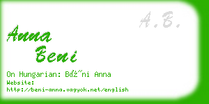 anna beni business card